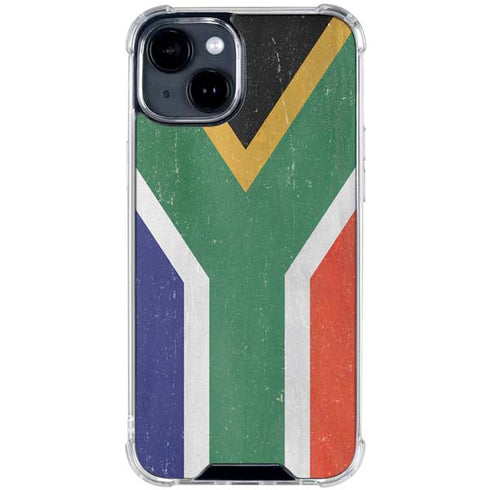 South Africa Flag Distressed iPhone 15 Clear Case